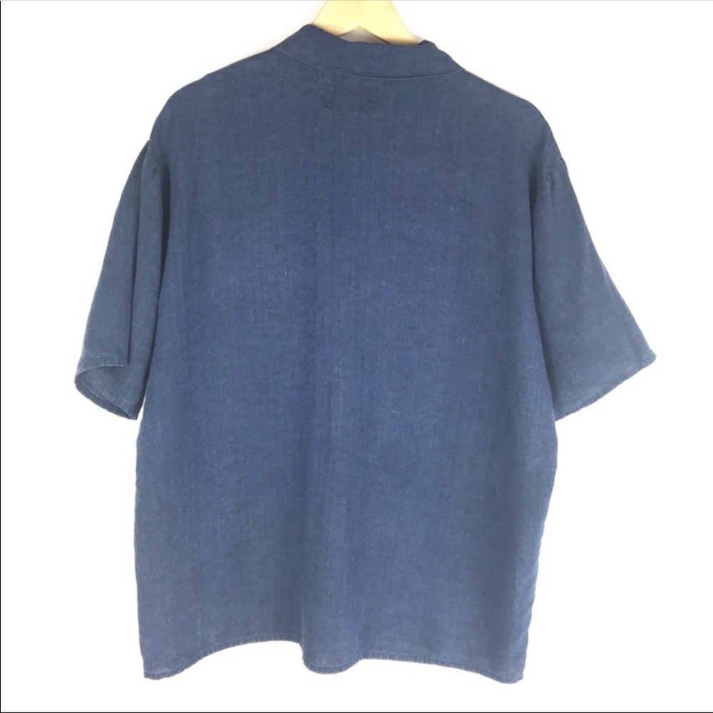 Flax Jeanne Engelhart Short Sleeve Linen Shirt Sm - Picture 2 of 7
